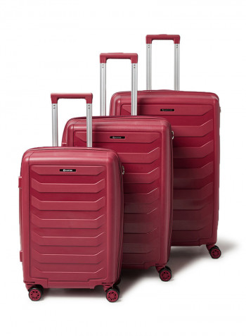 3 Piece Hardside Luggage Travel Trolley Bag Set Red