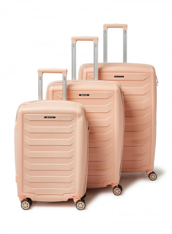 3 Piece Hardside Luggage Travel Trolley Bag Set Rose Gold