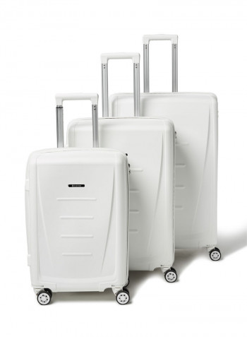 3 Piece Hardside Luggage Travel Trolley Bag Set White