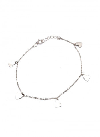 18k Gold Heart Dangler Adjustable Size Bracelet