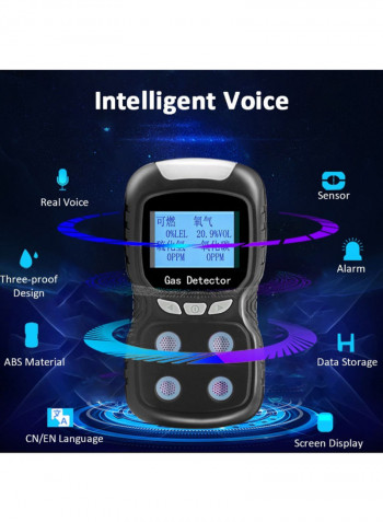 4-In-1 Handheld Digital Gas Detector Black 23centimeter