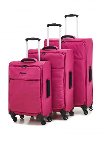 Softside 3 Piece Luggage Trolley Set Rose Red