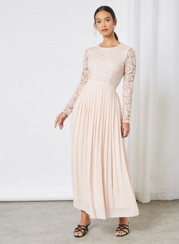 Pleat Detail Maxi Dress Pink