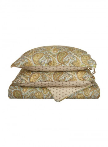 3-Piece Paisley Printed Comforter Set Yellow/Brown/White Queen