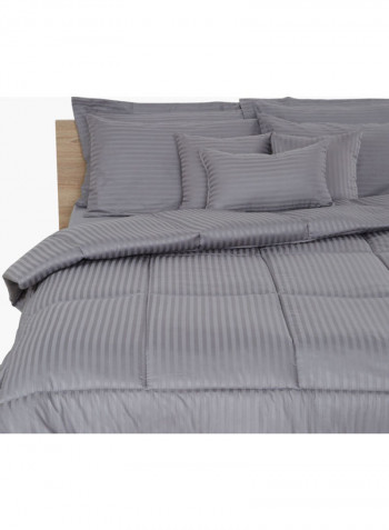 9-Piece Hamilton BIAB Super King Comforter Set Cotton Grey Comforter (240x240) Cm, Filled Cushion (40x40) Cm, Filled Cushion (30x50)cm