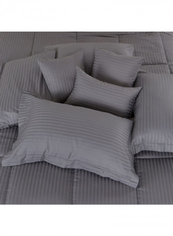 9-Piece Hamilton BIAB Super King Comforter Set Cotton Grey Comforter (240x240) Cm, Filled Cushion (40x40) Cm, Filled Cushion (30x50)cm