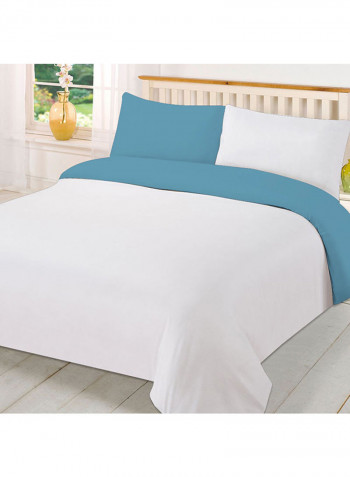 3-Piece Reversible Egyptian Cotton Duvet Cover Set Blue/White Super King