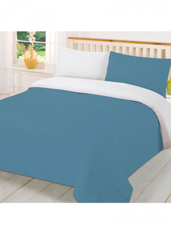 3-Piece Reversible Egyptian Cotton Duvet Cover Set Blue/White Super King