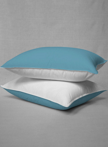 3-Piece Reversible Egyptian Cotton Duvet Cover Set Blue/White Super King