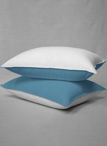3-Piece Reversible Egyptian Cotton Duvet Cover Set Blue/White Super King