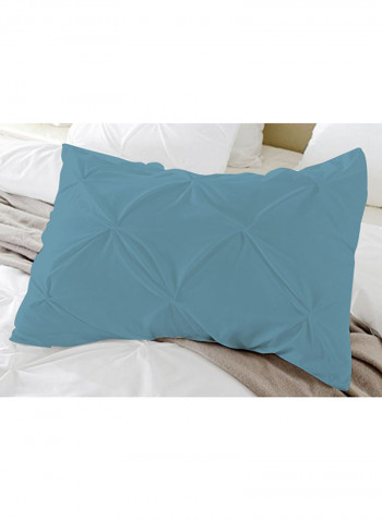 3-Piece Pinch Pleated Egyptian Cotton Duvet Cover Set Blue Super King