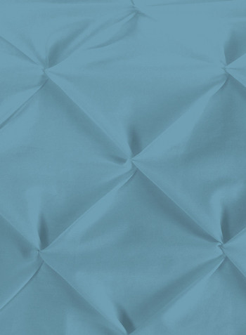 3-Piece Pinch Pleated Egyptian Cotton Duvet Cover Set Blue Super King