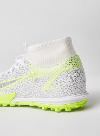 Superfly 8 Academy Football Shoes WHITE/BLACK-MTLC SILVER-VOLT-VOLT