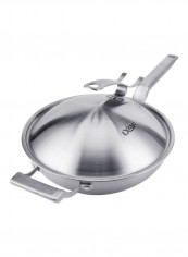 Five Layer Steel Non Stick Wok Cooking Pot Silver 59 x 15cm