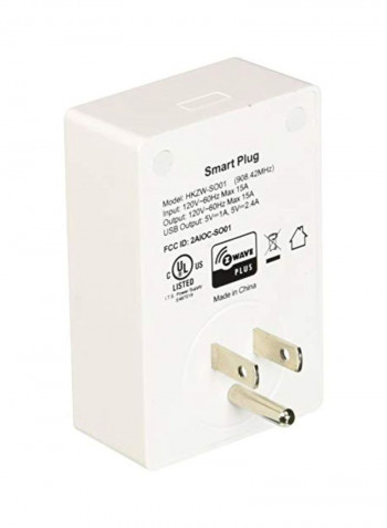 Z Wave Plus Wall Socket Plug White 3.5x2.3x2.1inch