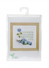Hydrangea Alphabet Cross Stitch Kit White/Blue/Green
