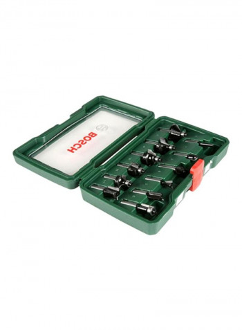 12-Piece Router Bits Set Green/Black/Silver 8millimeter