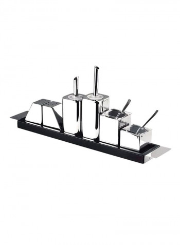9-Piece Hammered Condiment Set Silver