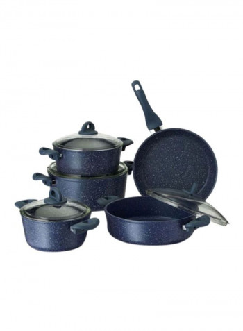 9-Piece Granitec Cookware Set Blue/Clear