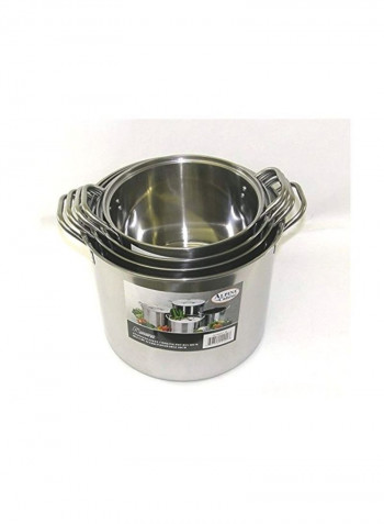 4-Piece Stock Pot Set Silver