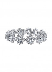Rhodium Plated Cubic Zirconia Studded Brass Bracelet