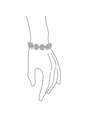 Rhodium Plated Cubic Zirconia Studded Brass Bracelet