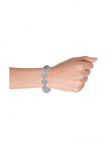 Rhodium Plated Cubic Zirconia Studded Brass Bracelet