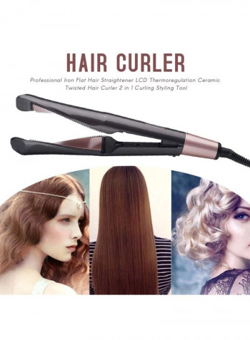 2-In-1 Hair Straightener And Curler Black/Rose Gold 370x85x156millimeter