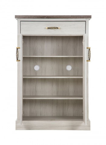 Emily Wooden Shoe Cabinet White/Gold 80x40x120centimeter