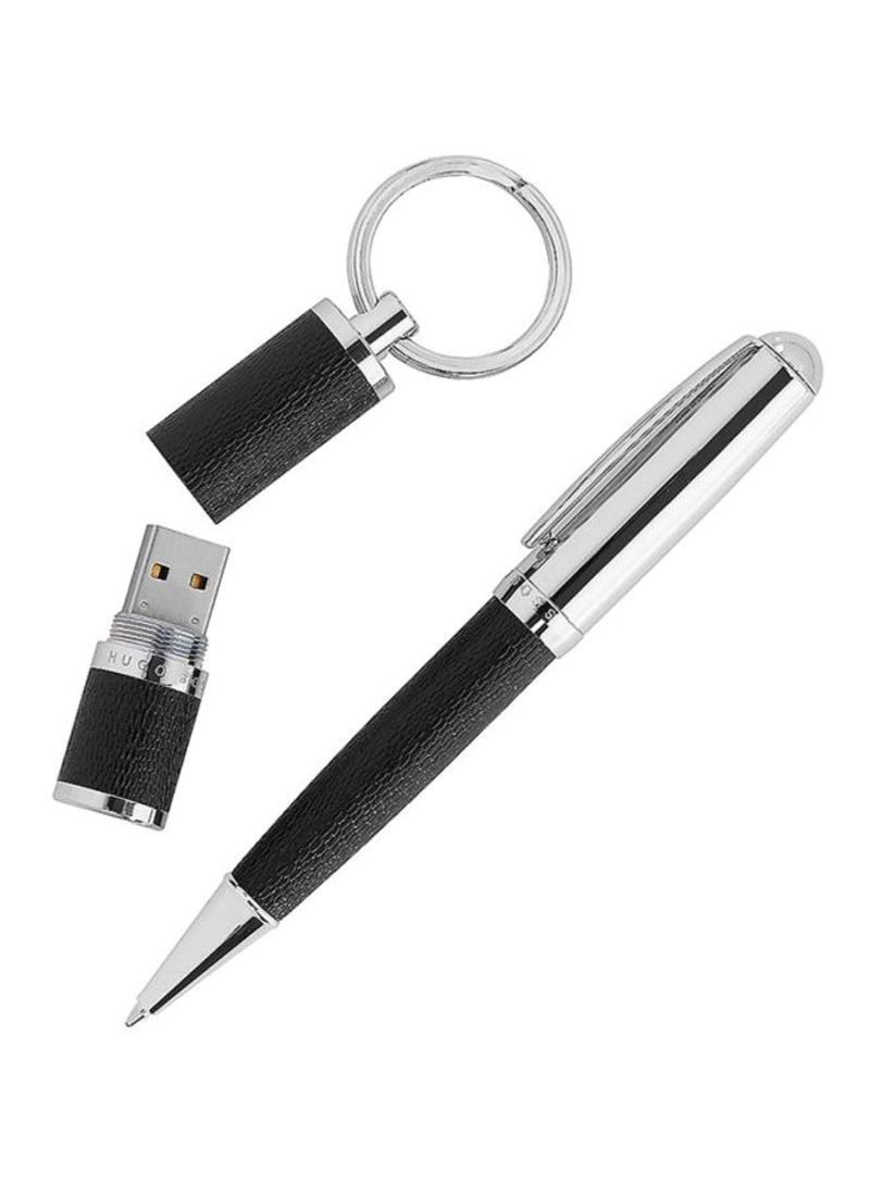 Pen And Key Ring Set Black/Silver