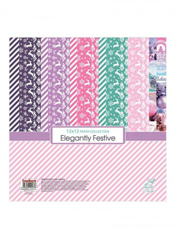24-Piece Elegantly Festive Paper Pack Purple/Green/Pink
