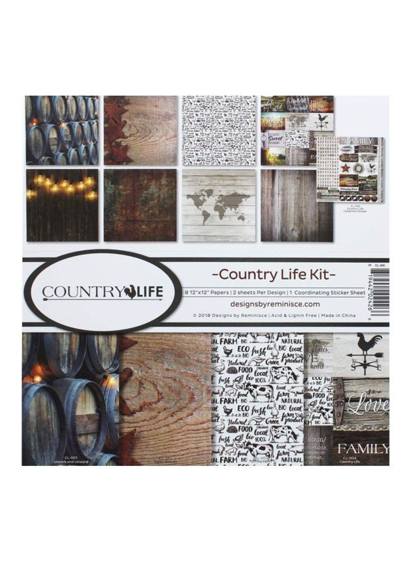 Country Life Double Sided Card Stock Kit Brown/White/Black