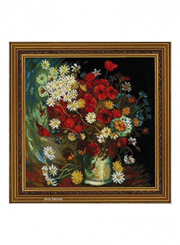 Still Life With Meadow Flowers And Roses Counted Cross Stitch Kit Red/White/Green