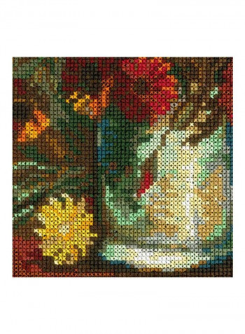 Still Life With Meadow Flowers And Roses Counted Cross Stitch Kit Red/White/Green