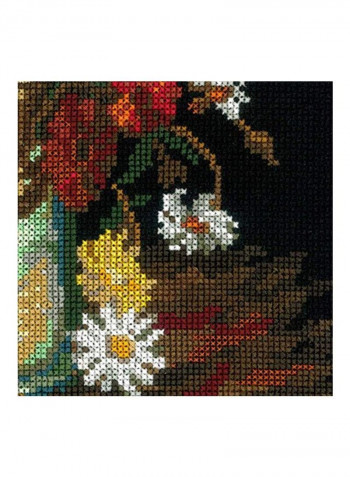 Still Life With Meadow Flowers And Roses Counted Cross Stitch Kit Red/White/Green