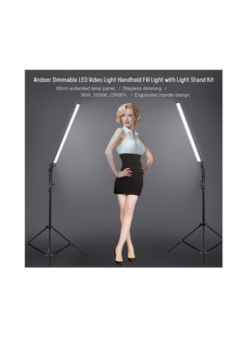 2-Piece Photography Studio LED Lighting Set 36watts Black