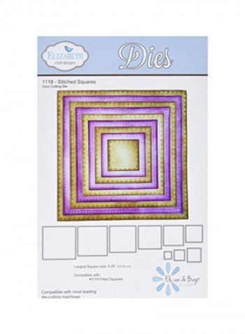 9-Piece Stitched Squares Die-Cut Purple/Beige