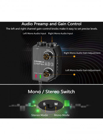 LinkFlex AD3 Two Channels Audio Preamp Mixer LU-D8096 Black