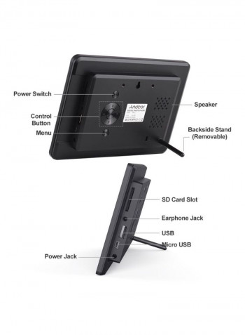 LED Digital Photo Frame With Remote Control Black