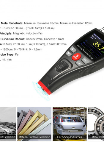 Concrete Coating Thickness Gauge Black 27.00 X 6.50 X 19.50cm