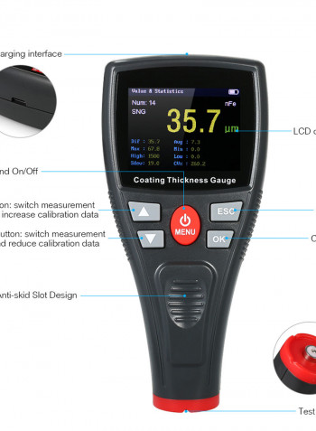 Concrete Coating Thickness Gauge Black 27.00 X 6.50 X 19.50cm