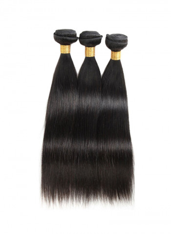 3-Piece Straight Human Hair Extension Natural Black