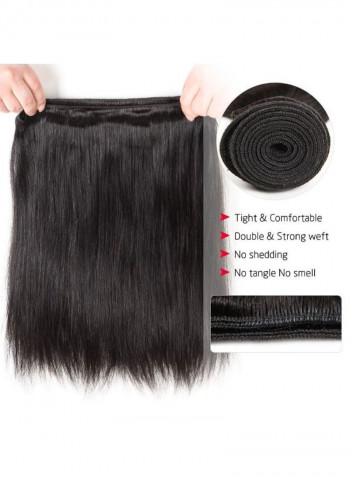 3-Piece Straight Human Hair Extension Natural Black