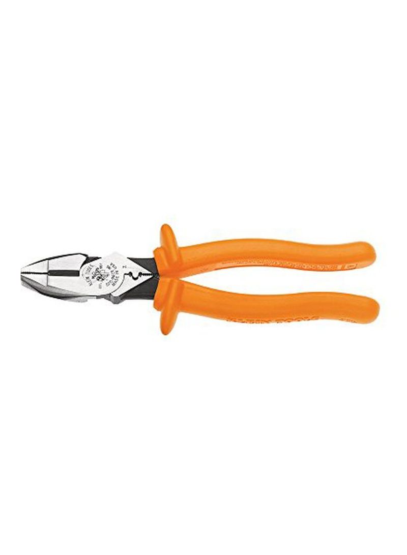 Insulated Side Cutting Nose Plier With Crimping Orange/Silver 9inch