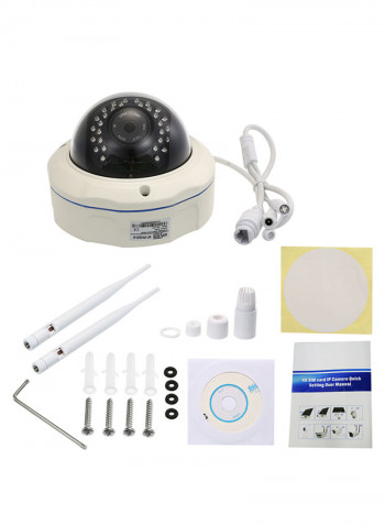 Wireless 720P IR CUT Night Vision CCTV Camera With 32GB TF Card And SIM Card Slot White 0.805kg