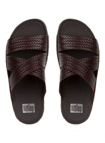 Chi Leather Microwobbleboard Slip-On Sandals Brown
