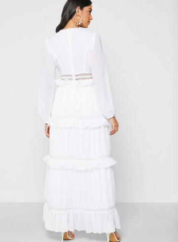 Tiered Ruffle Maxi Dress White
