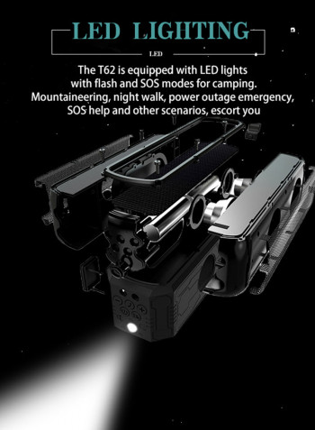 ES-T62 Solar Outdoor Waterproof Portable Bluetooth Speaker Black