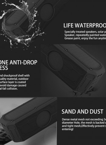 ES-T62 Solar Outdoor Waterproof Portable Bluetooth Speaker Black