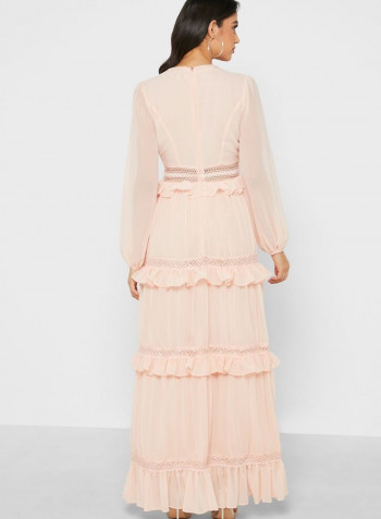 Tiered Ruffle Maxi Dress Pink